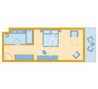 Zimmerskizze Djerba Bahiya Double Room Classic Schlafsessel