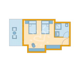 Zimmerskizze Masmavi Double Room Economy Einzelbetten