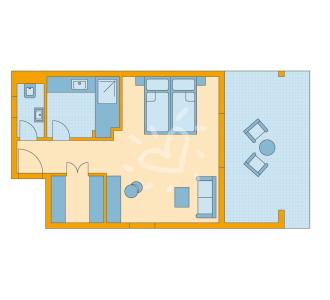 Zimmerskizze Daidalos Double Room Deluxe Variante 2