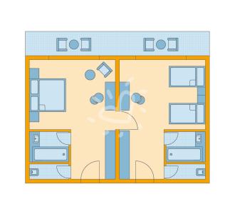 Zimmerskizze Africana Family-/Double Room with Connecting Door