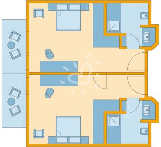Zimmerskizze Landskron Family Double Room Superior Lake View Connecting Door
