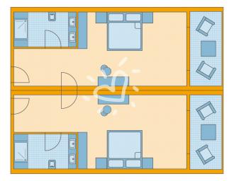 Skizze Familien-/Doppelzimmer Meerblick