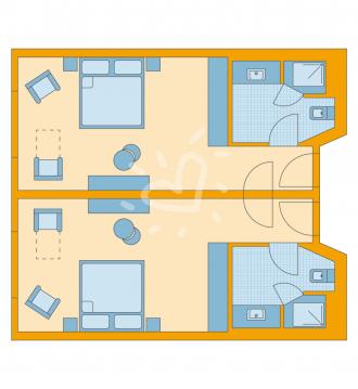 Zimmerskizze Fleesensee Family Double Room Superior Connecting Door