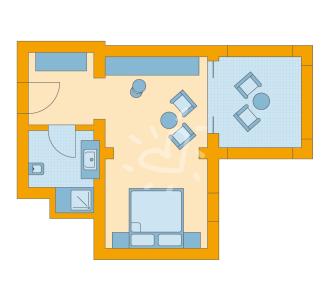 Zimmerskizze TML Redsina Sharm el Sheikh Single with Child Double Room Garden View Doppelbett