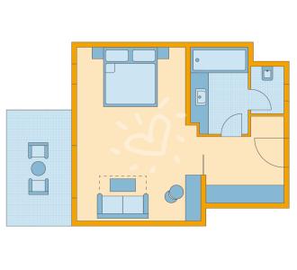 Zimmerskizze Daidalos Single with Child Double Room Classic