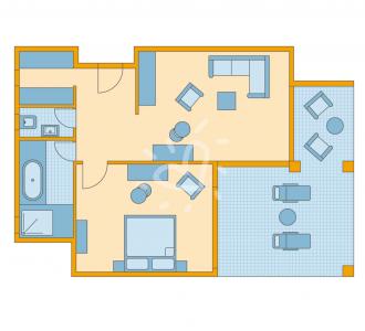 Zimmerskizze Daidalos Suite Classic Sea View Variante 1