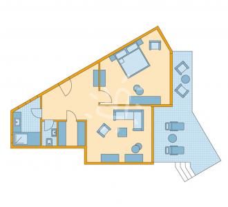 Zimmerskizze Daidalos Suite Classic Sea View Variante 2