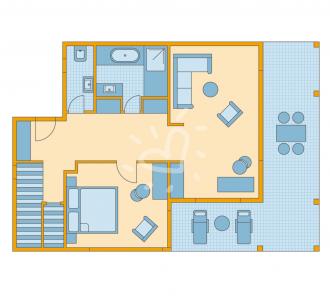 Zimmerskizze Daidalos Suite Deluxe Sea View 1. Etage